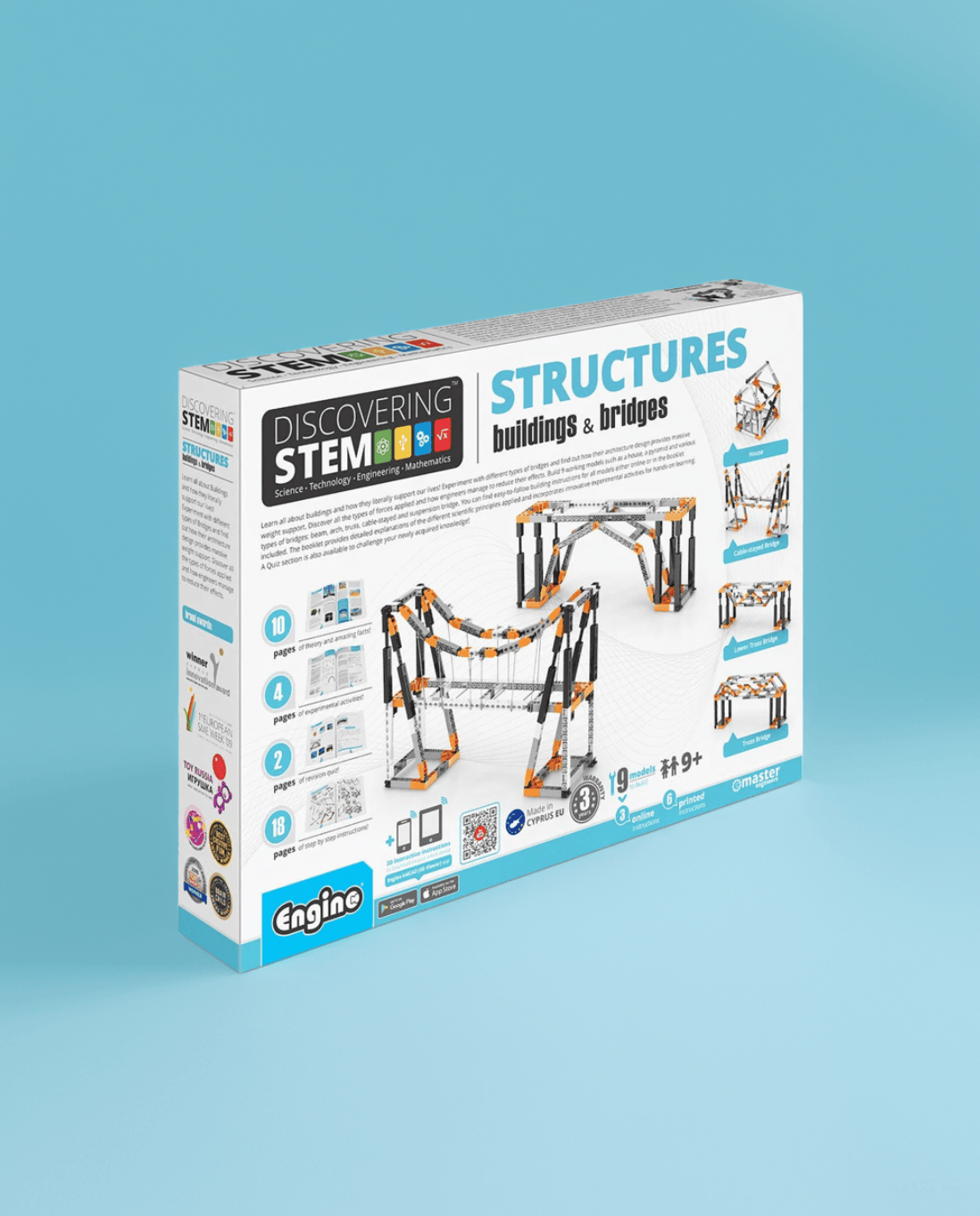 Box of Discovering STEM Structures kit showing included components